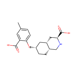 Cc1ccc(O[C@H]2CC[C@H]3CN[C@H](C(=O)O)C[C@H]3C2)c(C(=O)O)c1 ZINC000096938813
