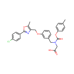 Cc1ccc(OC(=O)N(CC(=O)O)Cc2cccc(OCc3nc(-c4ccc(Cl)cc4)oc3C)c2)cc1 ZINC000044460340