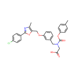Cc1ccc(OC(=O)N(CC(=O)O)Cc2cccc(OCc3oc(-c4ccc(Cl)cc4)nc3C)c2)cc1 ZINC000049068395