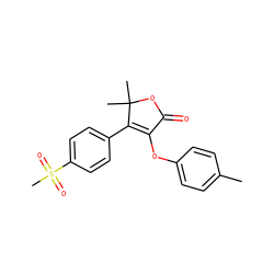 Cc1ccc(OC2=C(c3ccc(S(C)(=O)=O)cc3)C(C)(C)OC2=O)cc1 ZINC000026851842