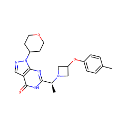 Cc1ccc(OC2CN([C@@H](C)c3nc4c(cnn4C4CCOCC4)c(=O)[nH]3)C2)cc1 ZINC001772648177