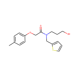 Cc1ccc(OCC(=O)N(CCCO)Cc2cccs2)cc1 ZINC001772625424