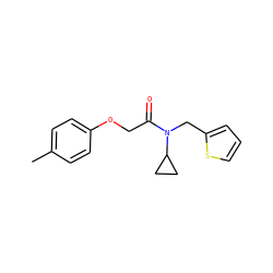 Cc1ccc(OCC(=O)N(Cc2cccs2)C2CC2)cc1 ZINC000045258301