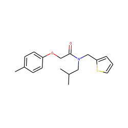 Cc1ccc(OCC(=O)N(Cc2cccs2)CC(C)C)cc1 ZINC001772637330