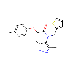 Cc1ccc(OCC(=O)N(Cc2cccs2)c2c(C)n[nH]c2C)cc1 ZINC000145764043
