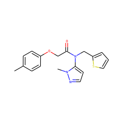 Cc1ccc(OCC(=O)N(Cc2cccs2)c2ccnn2C)cc1 ZINC000146248721