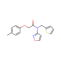 Cc1ccc(OCC(=O)N(Cc2cccs2)c2ccon2)cc1 ZINC000143842082