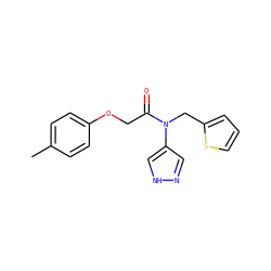 Cc1ccc(OCC(=O)N(Cc2cccs2)c2cn[nH]c2)cc1 ZINC000145848568