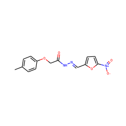 Cc1ccc(OCC(=O)N/N=C/c2ccc([N+](=O)[O-])o2)cc1 ZINC000000361611