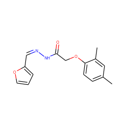 Cc1ccc(OCC(=O)N/N=C\c2ccco2)c(C)c1 ZINC000005175636