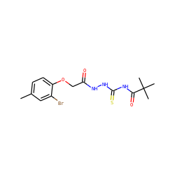 Cc1ccc(OCC(=O)NNC(=S)NC(=O)C(C)(C)C)c(Br)c1 ZINC000002886173