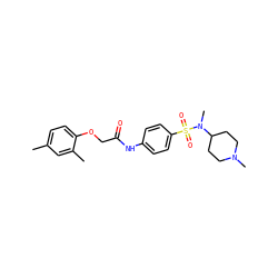 Cc1ccc(OCC(=O)Nc2ccc(S(=O)(=O)N(C)C3CCN(C)CC3)cc2)c(C)c1 ZINC000014513574