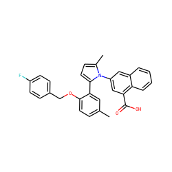 Cc1ccc(OCc2ccc(F)cc2)c(-c2ccc(C)n2-c2cc(C(=O)O)c3ccccc3c2)c1 ZINC000028707756