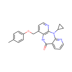 Cc1ccc(OCc2ccnc3c2NC(=O)c2cccnc2N3C2CC2)cc1 ZINC000005930939
