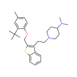 Cc1ccc(OCc2sc3ccccc3c2CCN2CCC(N(C)C)CC2)c(C(C)(C)C)c1 ZINC000027526686