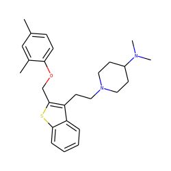 Cc1ccc(OCc2sc3ccccc3c2CCN2CCC(N(C)C)CC2)c(C)c1 ZINC000027526658