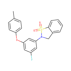 Cc1ccc(Oc2cc(F)cc(N3Cc4ccccc4S3(=O)=O)c2)cc1 ZINC001772631277