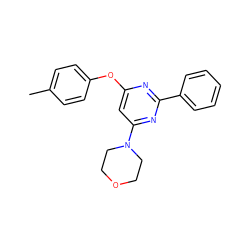 Cc1ccc(Oc2cc(N3CCOCC3)nc(-c3ccccc3)n2)cc1 ZINC000001398443
