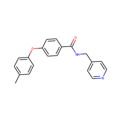 Cc1ccc(Oc2ccc(C(=O)NCc3ccncc3)cc2)cc1 ZINC000004054502