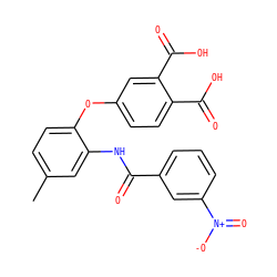 Cc1ccc(Oc2ccc(C(=O)O)c(C(=O)O)c2)c(NC(=O)c2cccc([N+](=O)[O-])c2)c1 ZINC000013580646
