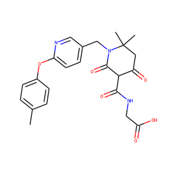 Cc1ccc(Oc2ccc(CN3C(=O)C(C(=O)NCC(=O)O)C(=O)CC3(C)C)cn2)cc1 ZINC001772636509