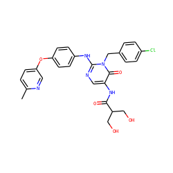 Cc1ccc(Oc2ccc(Nc3ncc(NC(=O)C(CO)CO)c(=O)n3Cc3ccc(Cl)cc3)cc2)cn1 ZINC001772576190
