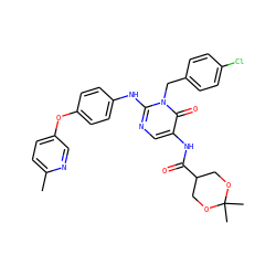Cc1ccc(Oc2ccc(Nc3ncc(NC(=O)C4COC(C)(C)OC4)c(=O)n3Cc3ccc(Cl)cc3)cc2)cn1 ZINC001772628126