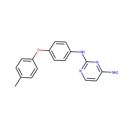 Cc1ccc(Oc2ccc(Nc3nccc(N)n3)cc2)cc1 ZINC000084602261