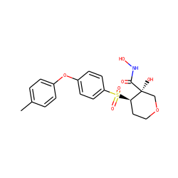 Cc1ccc(Oc2ccc(S(=O)(=O)[C@@H]3CCOC[C@]3(O)C(=O)NO)cc2)cc1 ZINC000028376818