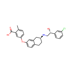 Cc1ccc(Oc2ccc3c(c2)C[C@@H](NC[C@H](O)c2cccc(Cl)c2)CC3)cc1C(=O)O ZINC000040848416