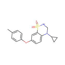 Cc1ccc(Oc2ccc3c(c2)S(=O)(=O)NCN3C2CC2)cc1 ZINC000118170648