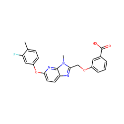 Cc1ccc(Oc2ccc3nc(COc4cccc(C(=O)O)c4)n(C)c3n2)cc1F ZINC000204540724