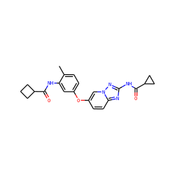 Cc1ccc(Oc2ccc3nc(NC(=O)C4CC4)nn3c2)cc1NC(=O)C1CCC1 ZINC000096916334