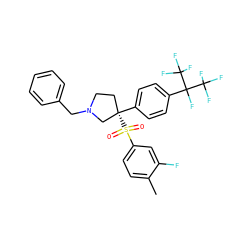 Cc1ccc(S(=O)(=O)[C@@]2(c3ccc(C(F)(C(F)(F)F)C(F)(F)F)cc3)CCN(Cc3ccccc3)C2)cc1F ZINC001772641259