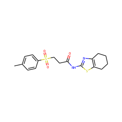 Cc1ccc(S(=O)(=O)CCC(=O)Nc2nc3c(s2)CCCC3)cc1 ZINC000003407408