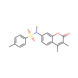 Cc1ccc(S(=O)(=O)N(C)c2ccc3c(C)c(C)c(=O)oc3c2)cc1 ZINC000036471350