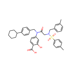 Cc1ccc(S(=O)(=O)N(CC(=O)N(Cc2ccc(C3CCCCC3)cc2)c2ccc(C(=O)O)c(O)c2)Cc2cccc(C)c2)cc1 ZINC000096284691