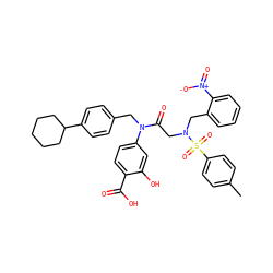 Cc1ccc(S(=O)(=O)N(CC(=O)N(Cc2ccc(C3CCCCC3)cc2)c2ccc(C(=O)O)c(O)c2)Cc2ccccc2[N+](=O)[O-])cc1 ZINC000096284670