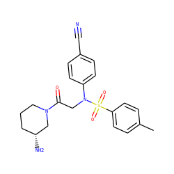Cc1ccc(S(=O)(=O)N(CC(=O)N2CCC[C@@H](N)C2)c2ccc(C#N)cc2)cc1 ZINC001772610692