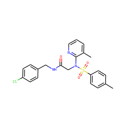 Cc1ccc(S(=O)(=O)N(CC(=O)NCc2ccc(Cl)cc2)c2ncccc2C)cc1 ZINC000028890856