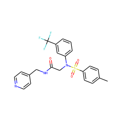 Cc1ccc(S(=O)(=O)N(CC(=O)NCc2ccncc2)c2cccc(C(F)(F)F)c2)cc1 ZINC000016309690