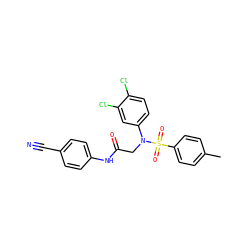 Cc1ccc(S(=O)(=O)N(CC(=O)Nc2ccc(C#N)cc2)c2ccc(Cl)c(Cl)c2)cc1 ZINC000653850832