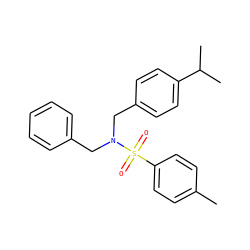 Cc1ccc(S(=O)(=O)N(Cc2ccccc2)Cc2ccc(C(C)C)cc2)cc1 ZINC000095592410