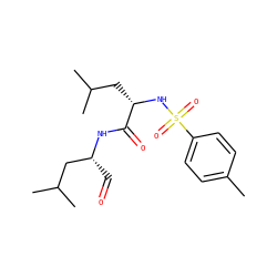 Cc1ccc(S(=O)(=O)N[C@@H](CC(C)C)C(=O)N[C@H](C=O)CC(C)C)cc1 ZINC000027626217