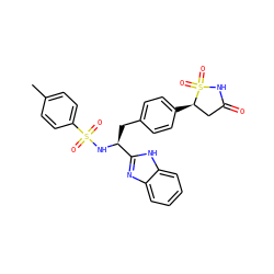 Cc1ccc(S(=O)(=O)N[C@@H](Cc2ccc([C@@H]3CC(=O)NS3(=O)=O)cc2)c2nc3ccccc3[nH]2)cc1 ZINC000014952943