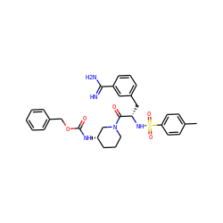 Cc1ccc(S(=O)(=O)N[C@@H](Cc2cccc(C(=N)N)c2)C(=O)N2CCC[C@H](NC(=O)OCc3ccccc3)C2)cc1 ZINC000299858915