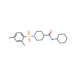 Cc1ccc(S(=O)(=O)N2CCC(C(=O)NC3CCCCC3)CC2)c(C)c1 ZINC000015344592
