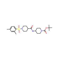 Cc1ccc(S(=O)(=O)N2CCC(C(=O)NC3CCN(C(=O)OC(C)(C)C)CC3)CC2)c(C)c1 ZINC000095594015