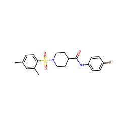 Cc1ccc(S(=O)(=O)N2CCC(C(=O)Nc3ccc(Br)cc3)CC2)c(C)c1 ZINC000016027901