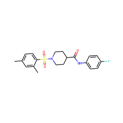 Cc1ccc(S(=O)(=O)N2CCC(C(=O)Nc3ccc(F)cc3)CC2)c(C)c1 ZINC000012349438